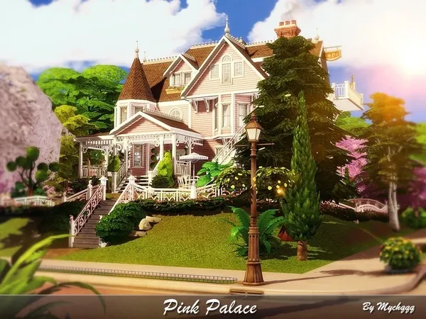 Pink Palace by MychQQQ, Sims 4 residential lots CC