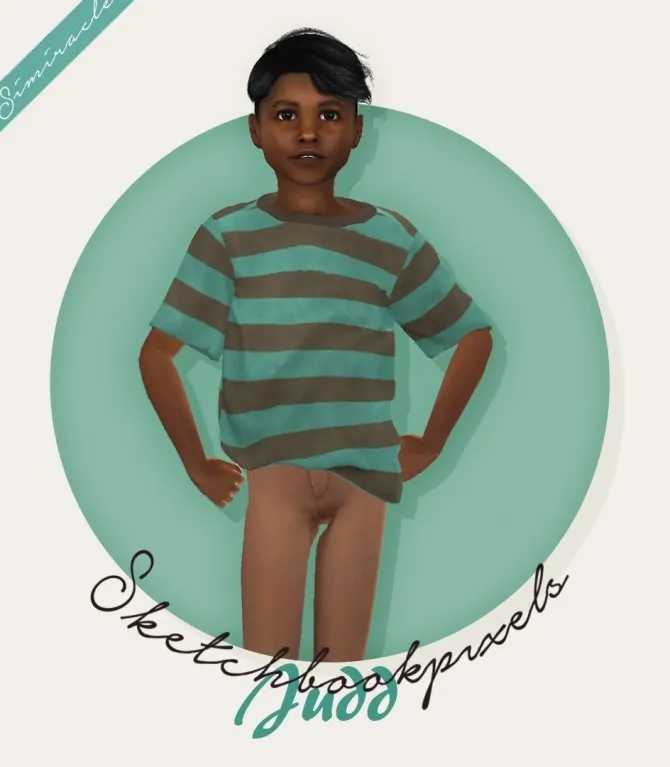 Sketchbookpixels Judd 3T4 baggy shirt for kids by Simiracle, Sims 4 male clothes CC