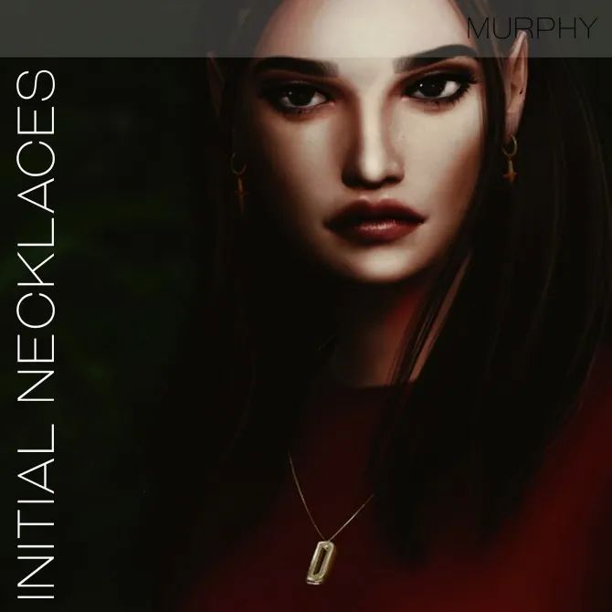 Initial Necklaces by Victoria Kelmann, Sims 4 jewelry CC