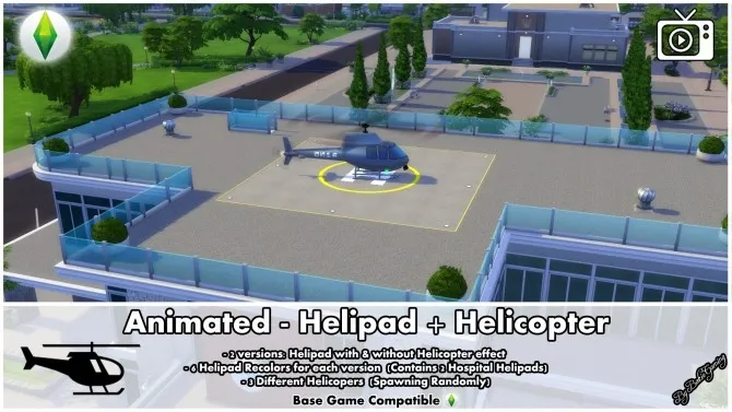 Animated Helipad + Helicopter by Bakie, Sims 4 decor CC