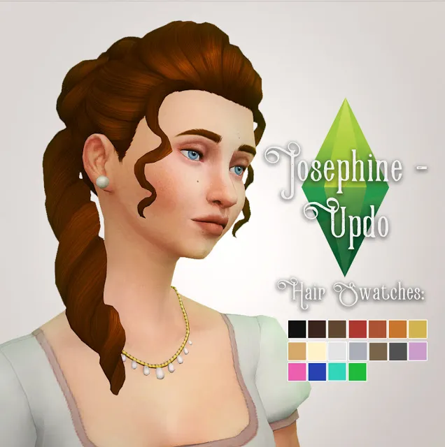 Josephine Hair Updo by Historicalsimslife, Sims 4 hair CC