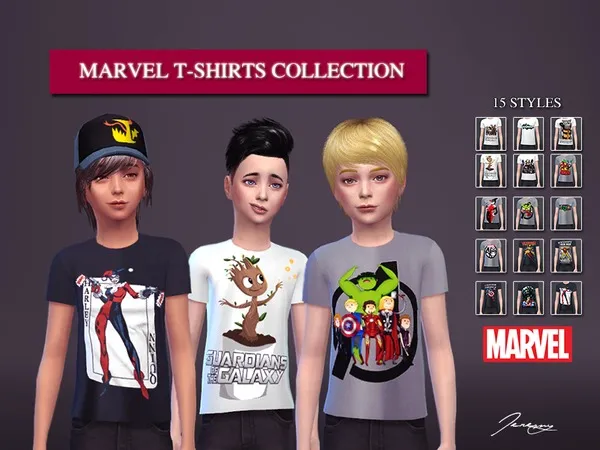 Marvel T-Shirts Collection by jeremy-sims92, Sims 4 male clothes CC
