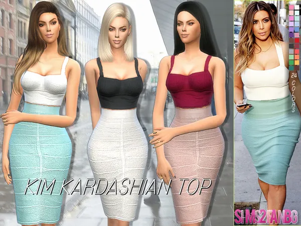 Kim Kardashian Top by sims2fanbg, Sims 4 female clothes CC