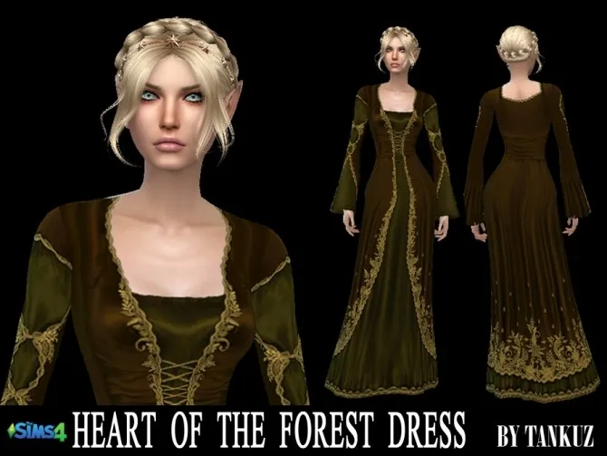 Heart of the Forest Dress by Tankuzsims3, Sims 4 female clothes CC