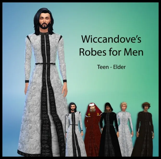 Robes for Men by Wiccandove, Sims 4 male clothes CC