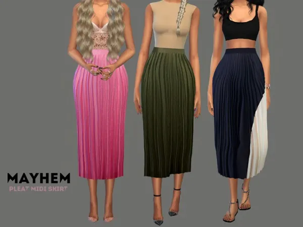 Pleat Midi Skirt 01