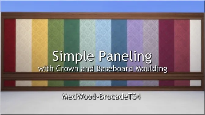Simple Paneling with Crown and Baseboard Moulding by TheJim07, Sims 4 walls & floors CC