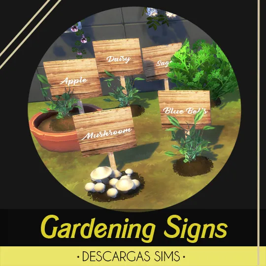 Gardening Signs by Descargassims, Sims 4 decor CC