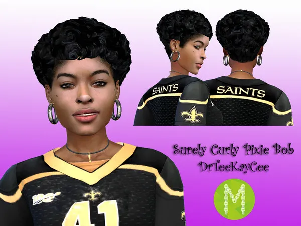 Surely Curly Pixie Bob by drteekaycee, Sims 4 hair CC