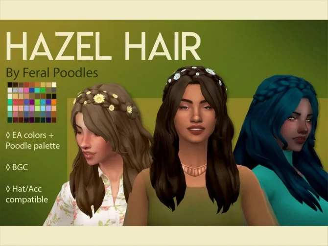 Hazel Hair by feralpoodles, Sims 4 hair CC