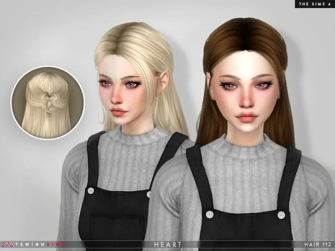 Heart Hair 112 by TsminhSims, Sims 4 hair CC