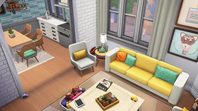 SINGLE MOM W/ 4 KIDS APARTMENT by Avelineyt, Sims 4 residential lots CC