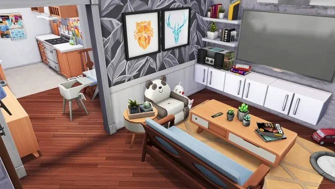 SINGLE DAD W/ ONE DAUGHTER APARTMENT by Avelineyt, Sims 4 residential lots CC
