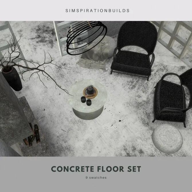 Concrete floor set by Simspirationbuilds, Sims 4 walls & floors CC
