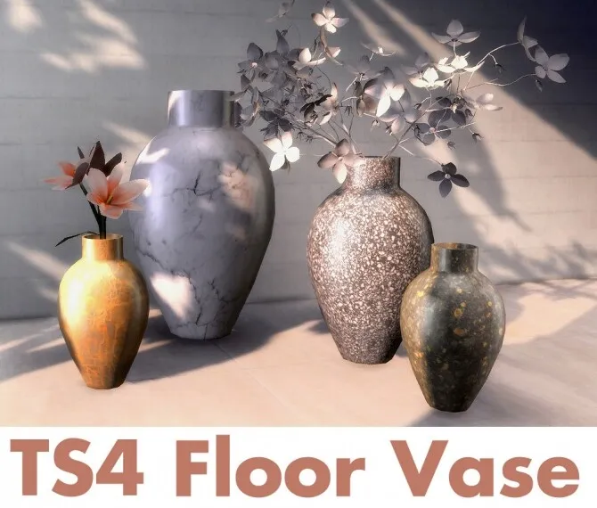 Recolors of the Dine Out Floor Vase by Riekus13, Sims 4 decor CC
