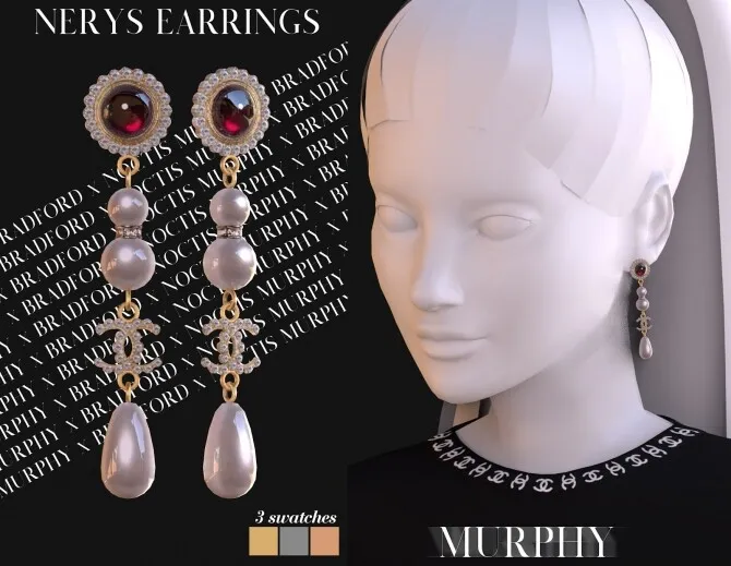 Nerys Earrings by Silence Bradford, Sims 4 jewelry CC