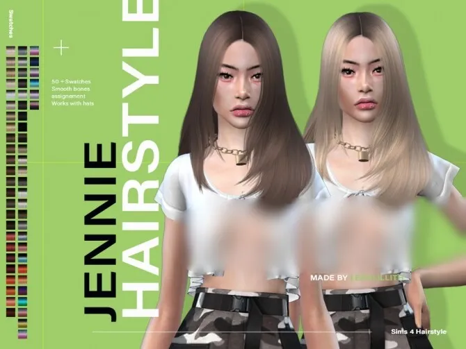 Jennie Hair by Leah Lillith, Sims 4 hair CC