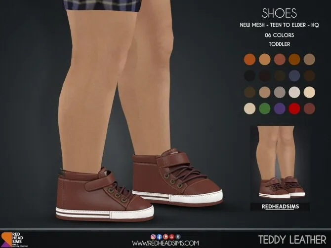 TEDDY LEATHER SHOES KIDS + TODDLER by Redheadsims Cc, Sims 4 female shoes CC