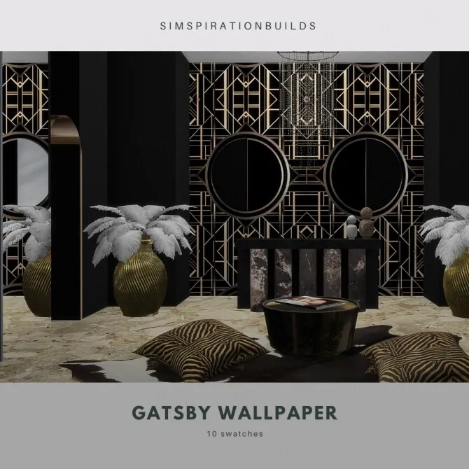 Gatsby wallpaper by Simspirationbuilds, Sims 4 walls & floors CC