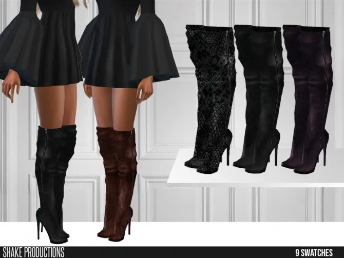 488 Leather High Heel Boots by ShakeProductions, Sims 4 female shoes CC