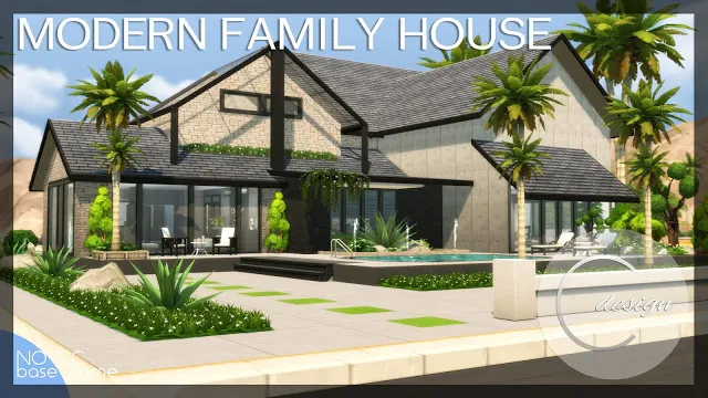 Modern Family House by Cross Design, Sims 4 residential lots CC