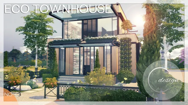 Eco Townhouse by Cross Design, Sims 4 residential lots CC
