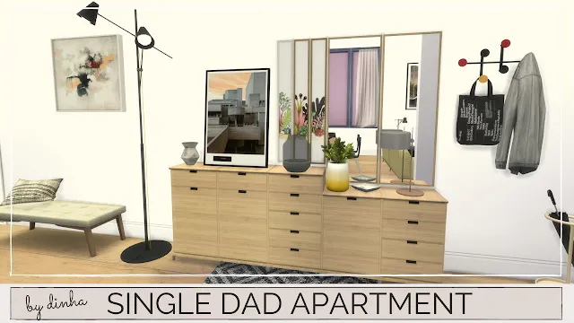 SINGLE DAD APARTMENT by Dinha Gamer, Sims 4 residential lots CC