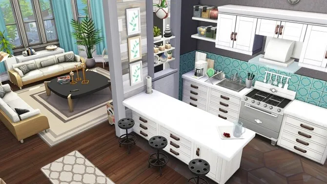 BIG BLENDED FAMILY APARTMENT by Avelineyt, Sims 4 residential lots CC