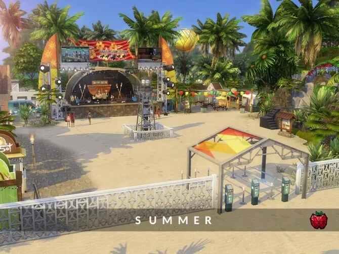 Summer Festival by melapples, Sims 4 community lots CC