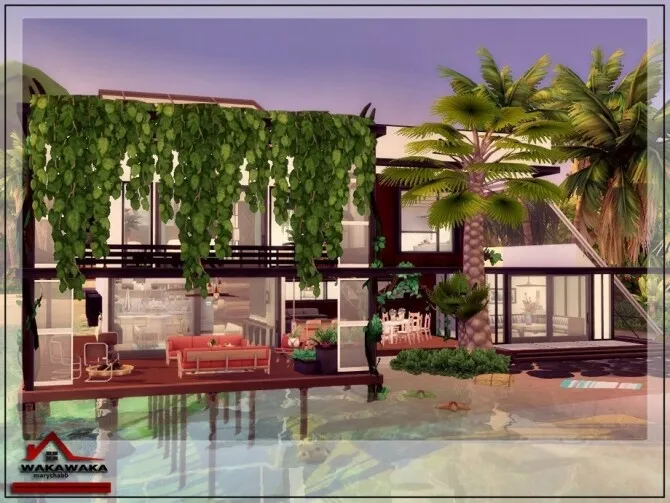 WAKAWAKA Home by marychabb, Sims 4 residential lots CC