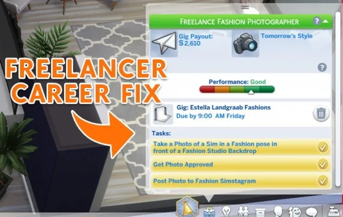 Freelancer career fix by Louisim-yt, Sims 4 Career mod