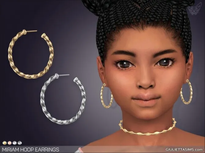 Miriam Hoop Earrings For Kids by Giuliettasims, Sims 4 jewelry CC