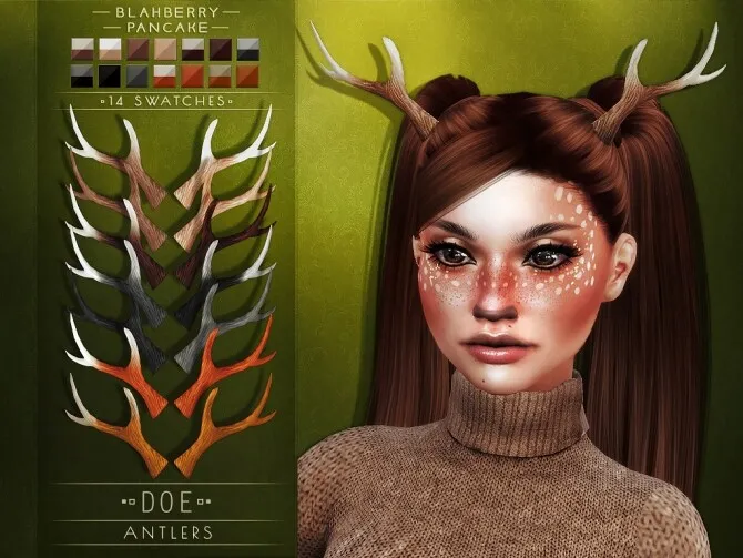 Deer & Doe Antlers by Blahberry Pancake, Sims 4 headwear CC