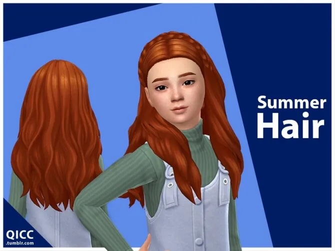 Summer Hair by qicc, Sims 4 hair CC