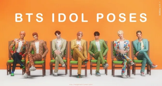 BTS IDOL Pose Pack by HelgaTisha, Sims 4 Pose mod