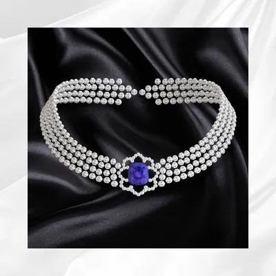 Royal Sapphire Halo Necklace