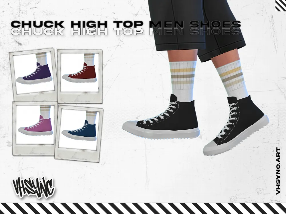 Chuck High Top Men Shoes by VHSync, Sims 4 male shoes CC