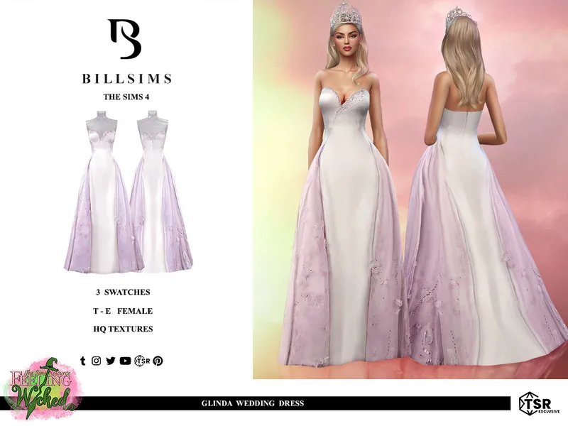 Feeling Wicked - Glinda Wedding Dress by Bill Sims, Sims 4 female clothes CC