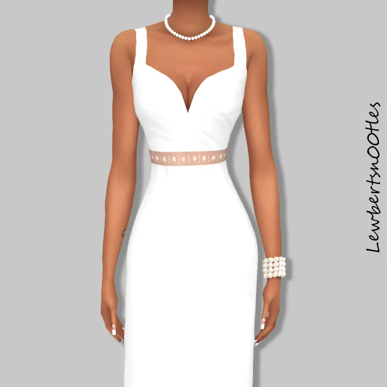 Simple Wedding Gown by Lewbertsn00tles, Sims 4 female clothes CC