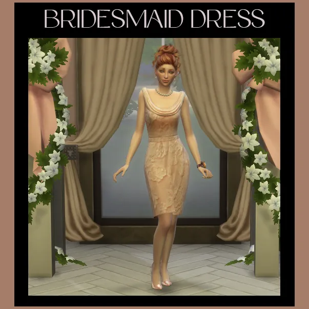 Bridesmaid Dress by simmillercc, Sims 4 female clothes CC
