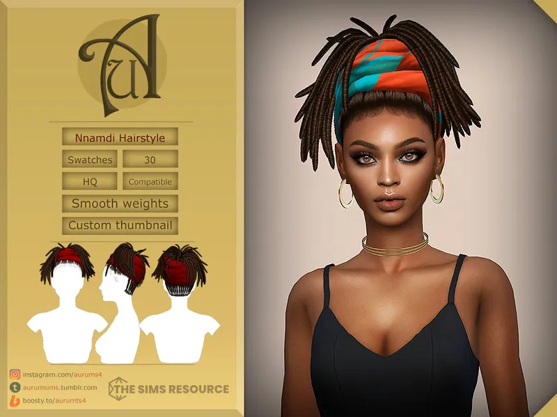 Nnamdi - Updo Locs Hairstyle by AurumMusik, Sims 4 hair CC