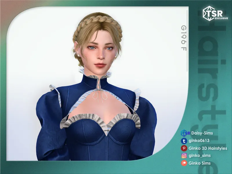 Braided Updo Hairstyle - Ginko 196 by Daisy-Sims, Sims 4 hair CC