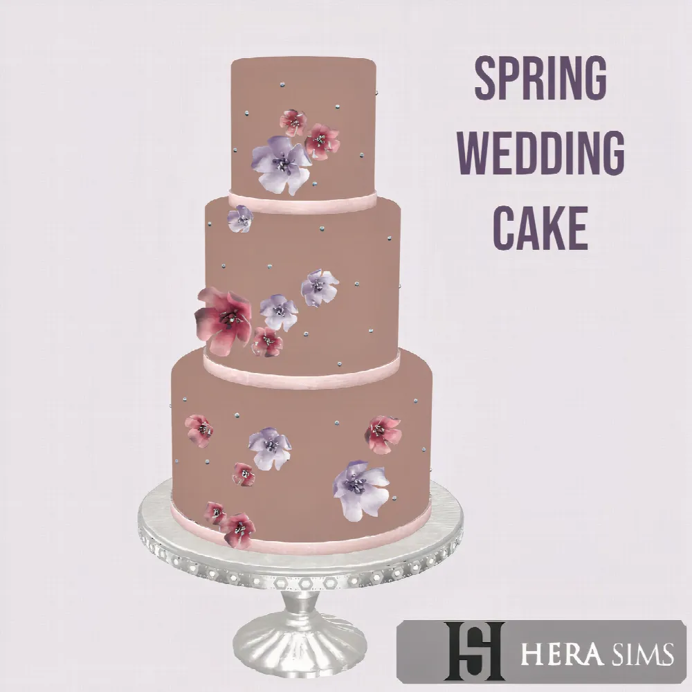 Spring wedding cake by herasims4, Sims 4 dining room CC