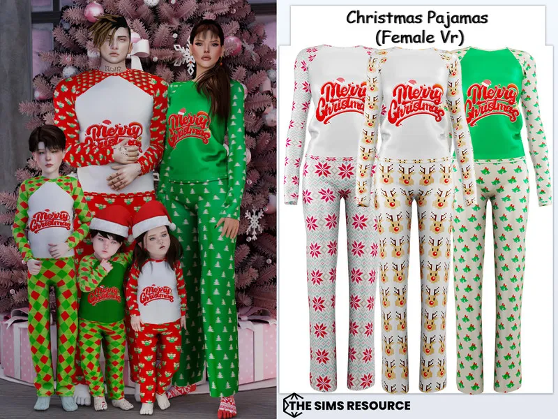 Christmas Pajamas (Female) by couquett, Sims 4 female clothes CC