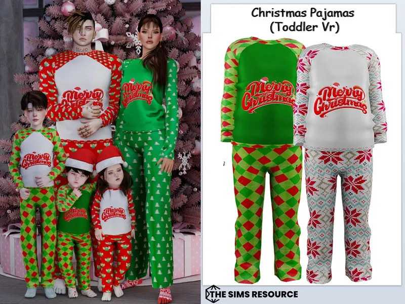 Christmas Pajamas (Toddler) by couquett, Sims 4 female clothes CC