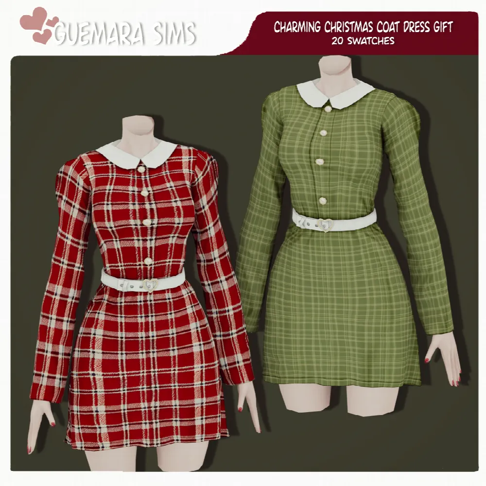 Charming Christmas Coat Dress by Guemara, Sims 4 female clothes CC