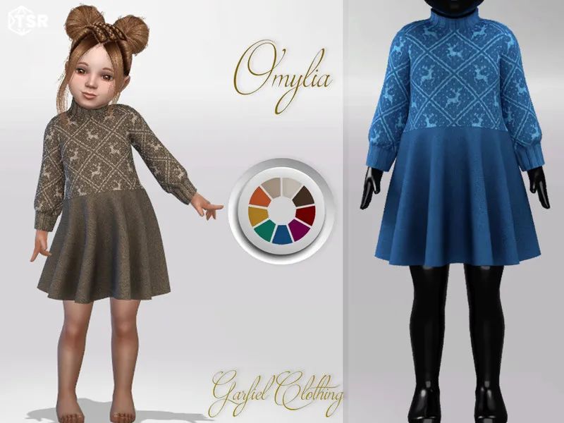 Omylia - Cute knitted Christmas dress by Garfiel, Sims 4 female clothes CC