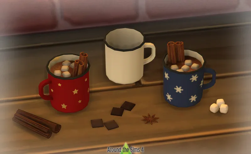 Winter hot cocoa by Around the Sims 4, Sims 4 decor CC