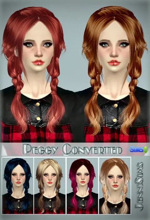 Sets Hairs Peggy, Elasims, Raon Converted Retexture by Jennisimsunanuevaexperiencia, Sims 4 hair CC – image 2