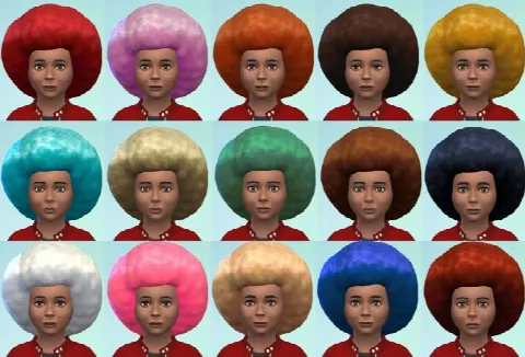 Big Afro hair for kids conversion by Esmeralda, Sims 4 hair CC – image 2